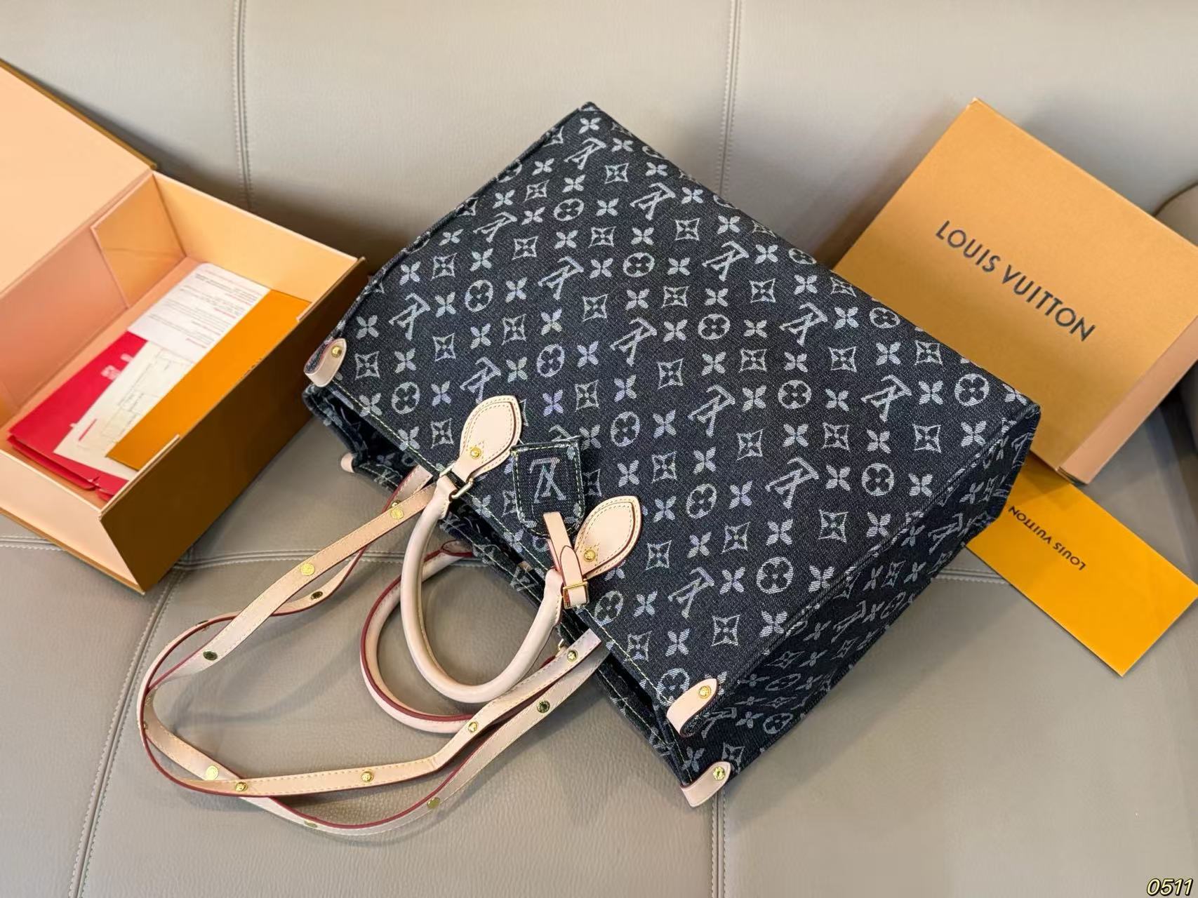 LVデニムプリントトートバッグ【50％割引+送料無料】