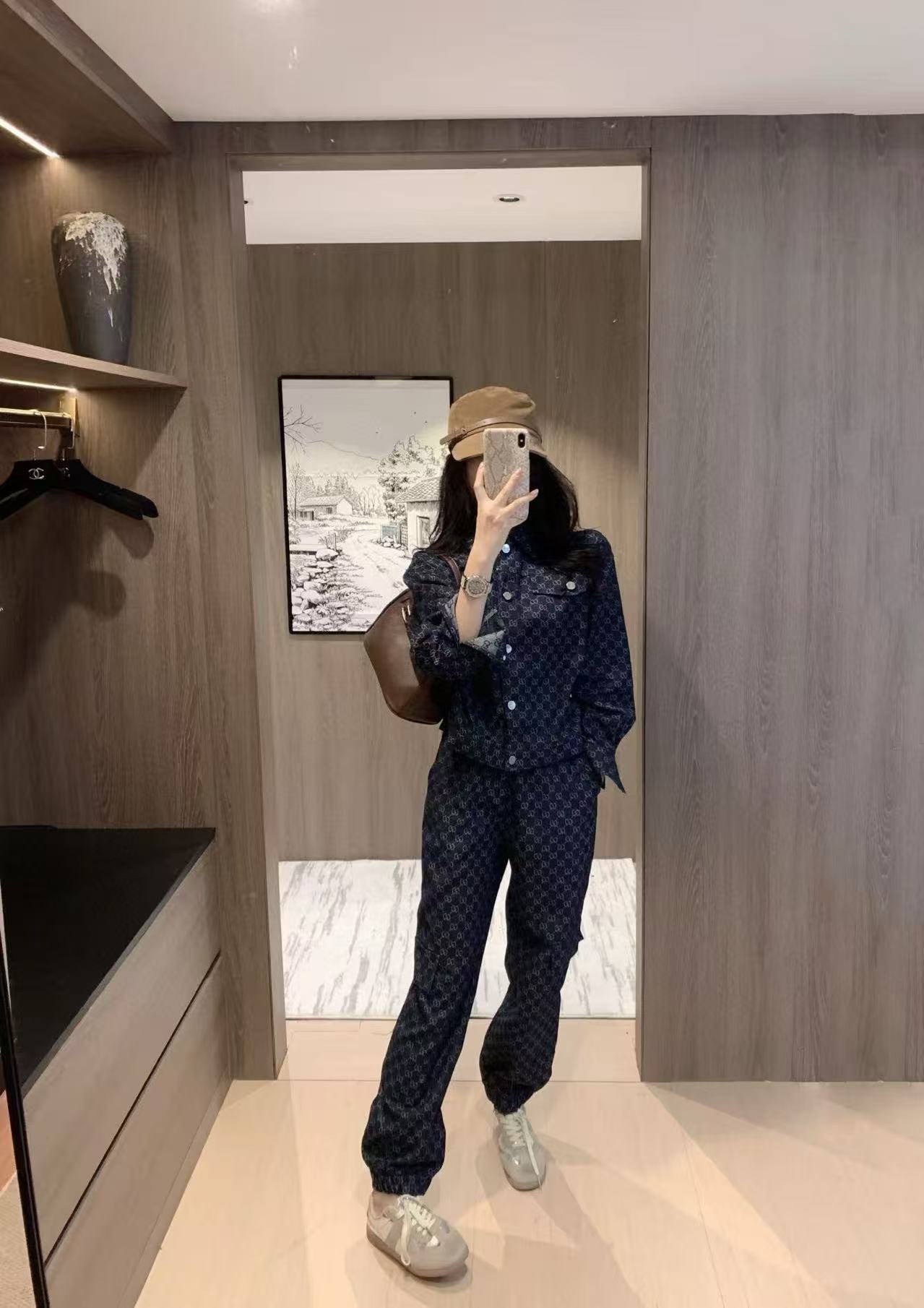 GUCC1 ジャカードデニムジャケット + パンツ ツーピースセット【50％割引+送料無料】