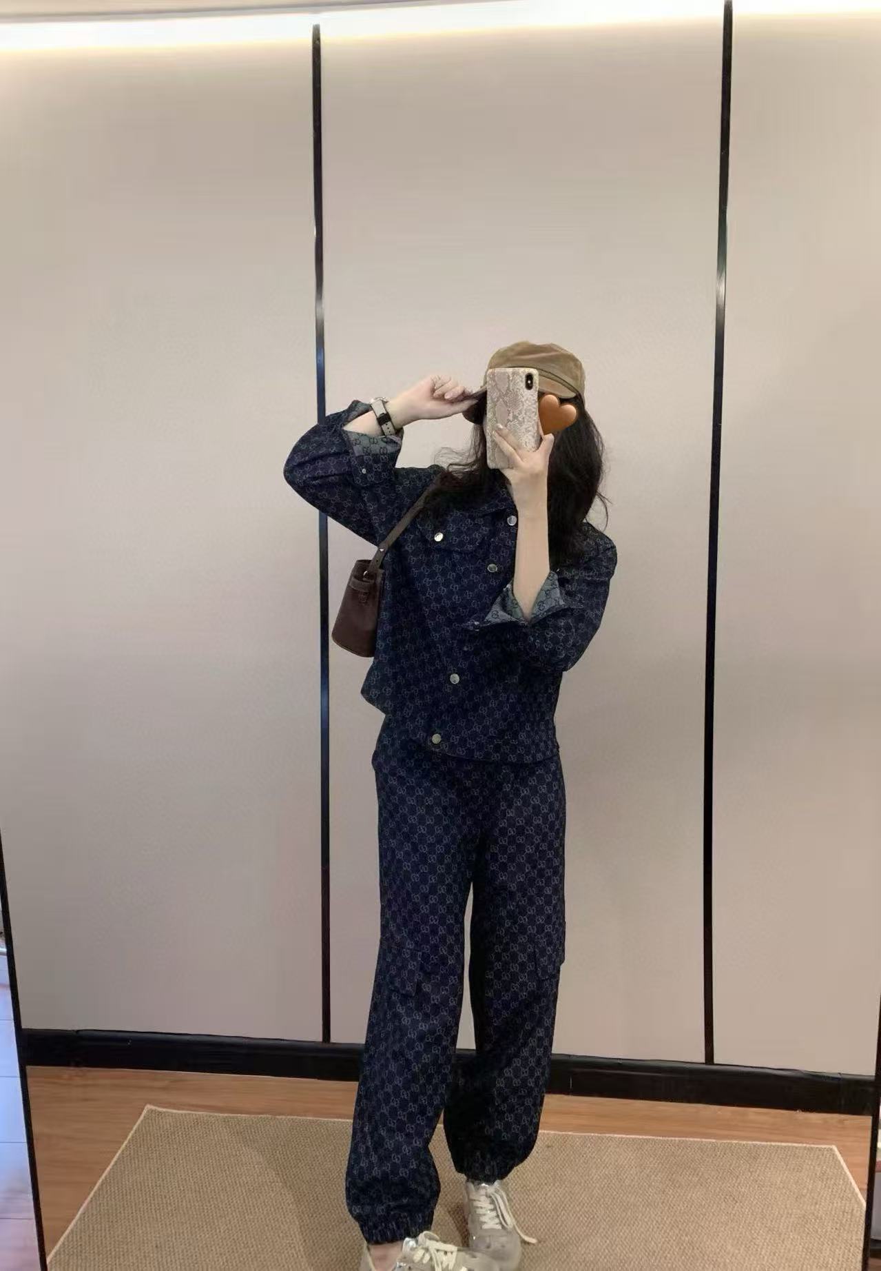 GUCC1 ジャカードデニムジャケット + パンツ ツーピースセット【50％割引+送料無料】