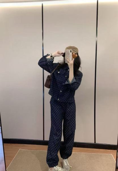 GUCC1 ジャカードデニムジャケット + パンツ ツーピースセット【50％割引+送料無料】