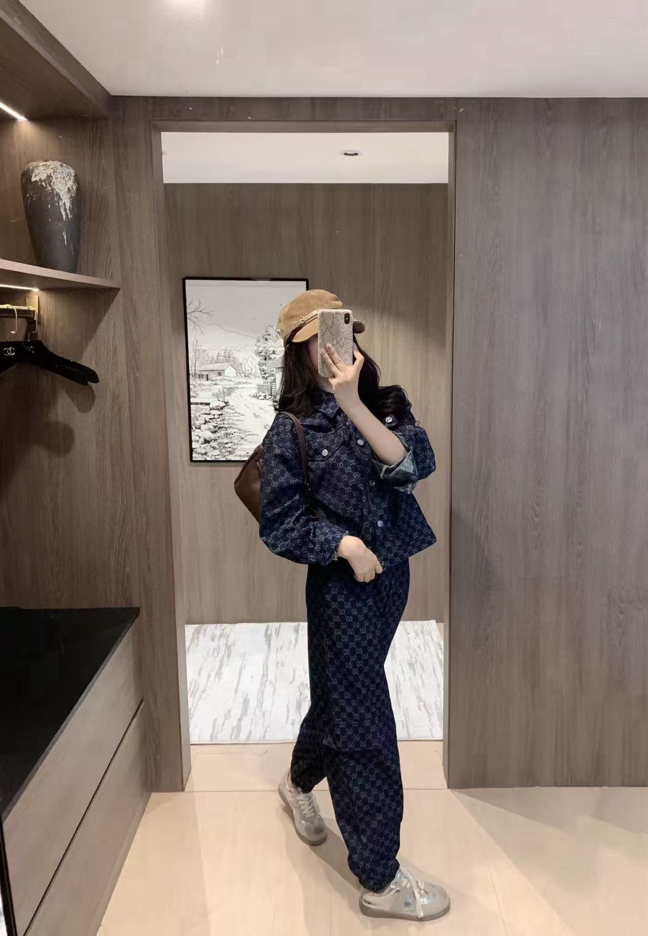 GUCC1 ジャカードデニムジャケット + パンツ ツーピースセット【50％割引+送料無料】