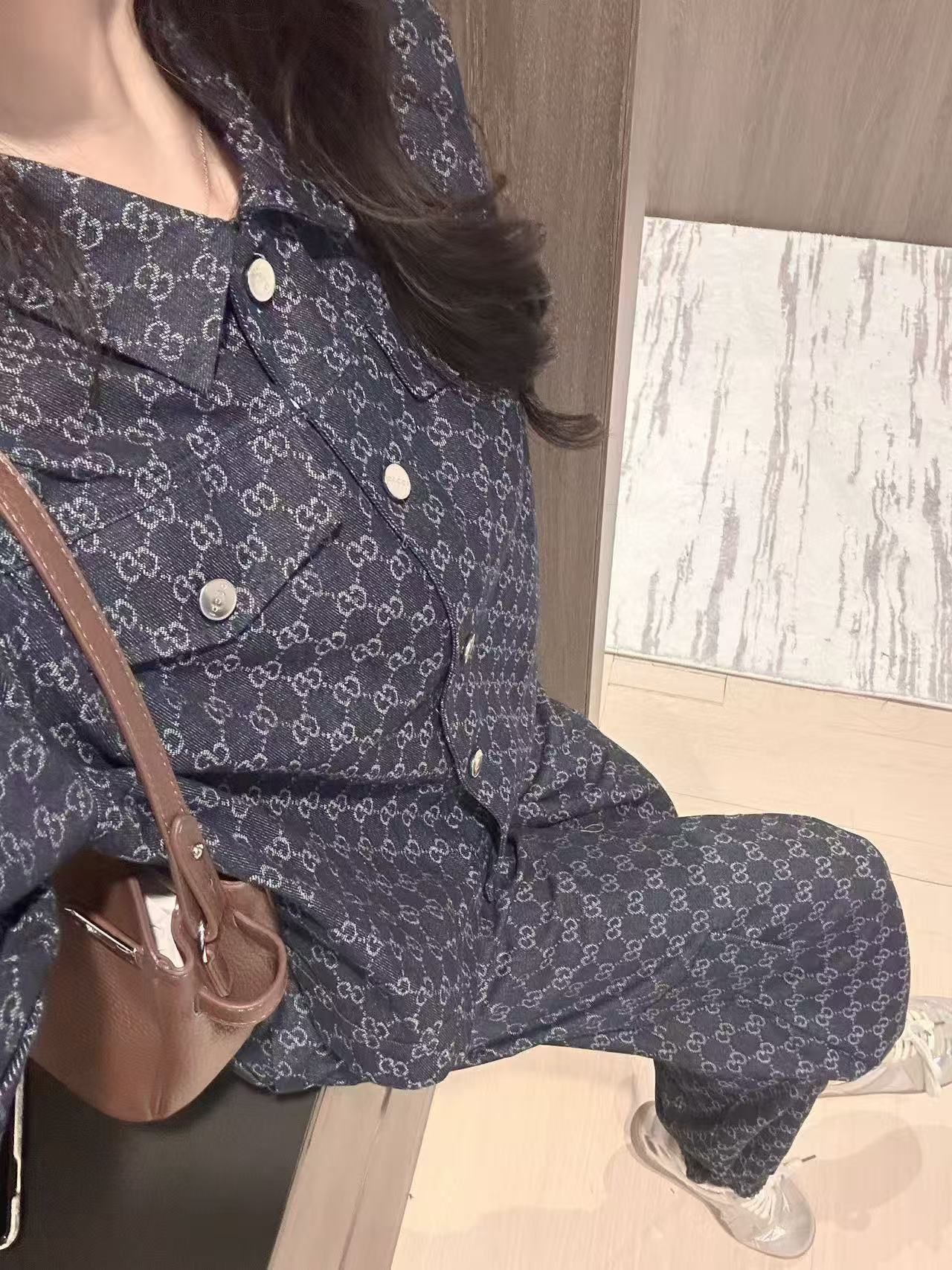 GUCC1 ジャカードデニムジャケット + パンツ ツーピースセット【50％割引+送料無料】