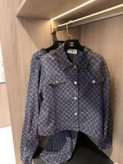 GUCC1 ジャカードデニムジャケット + パンツ ツーピースセット【50％割引+送料無料】