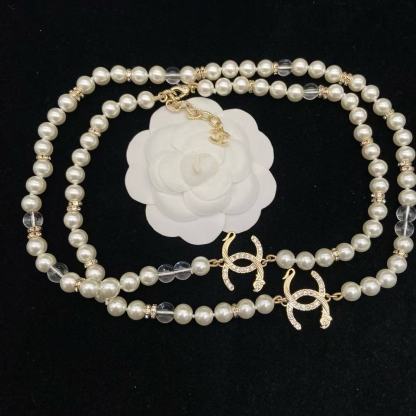 CHANE1 ダブルC パール セーターネックレス【50％割引+送料無料】