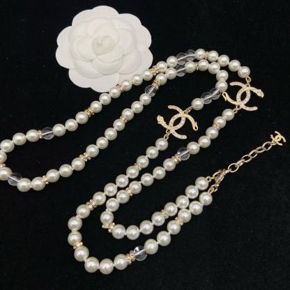 CHANE1 ダブルC パール セーターネックレス【50％割引+送料無料】