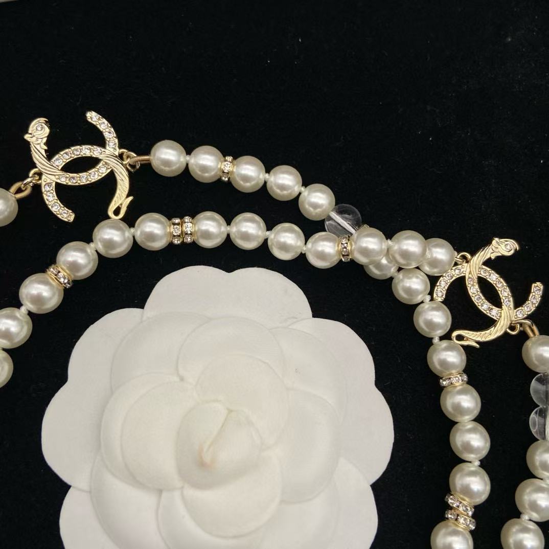 CHANE1 ダブルC パール セーターネックレス【50％割引+送料無料】