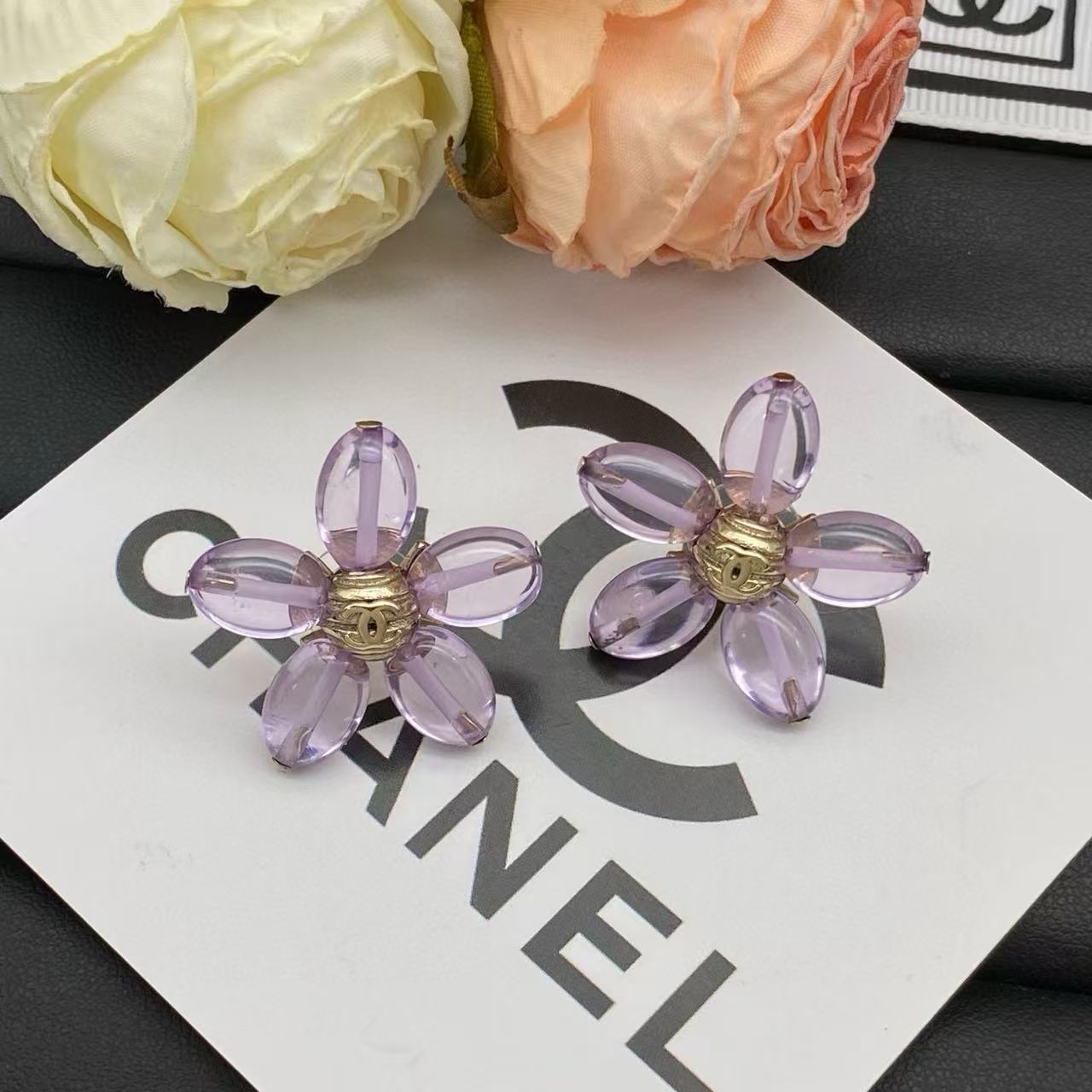 CHANE1 フラワー ダブルC スタッドピアス【50％割引+送料無料】