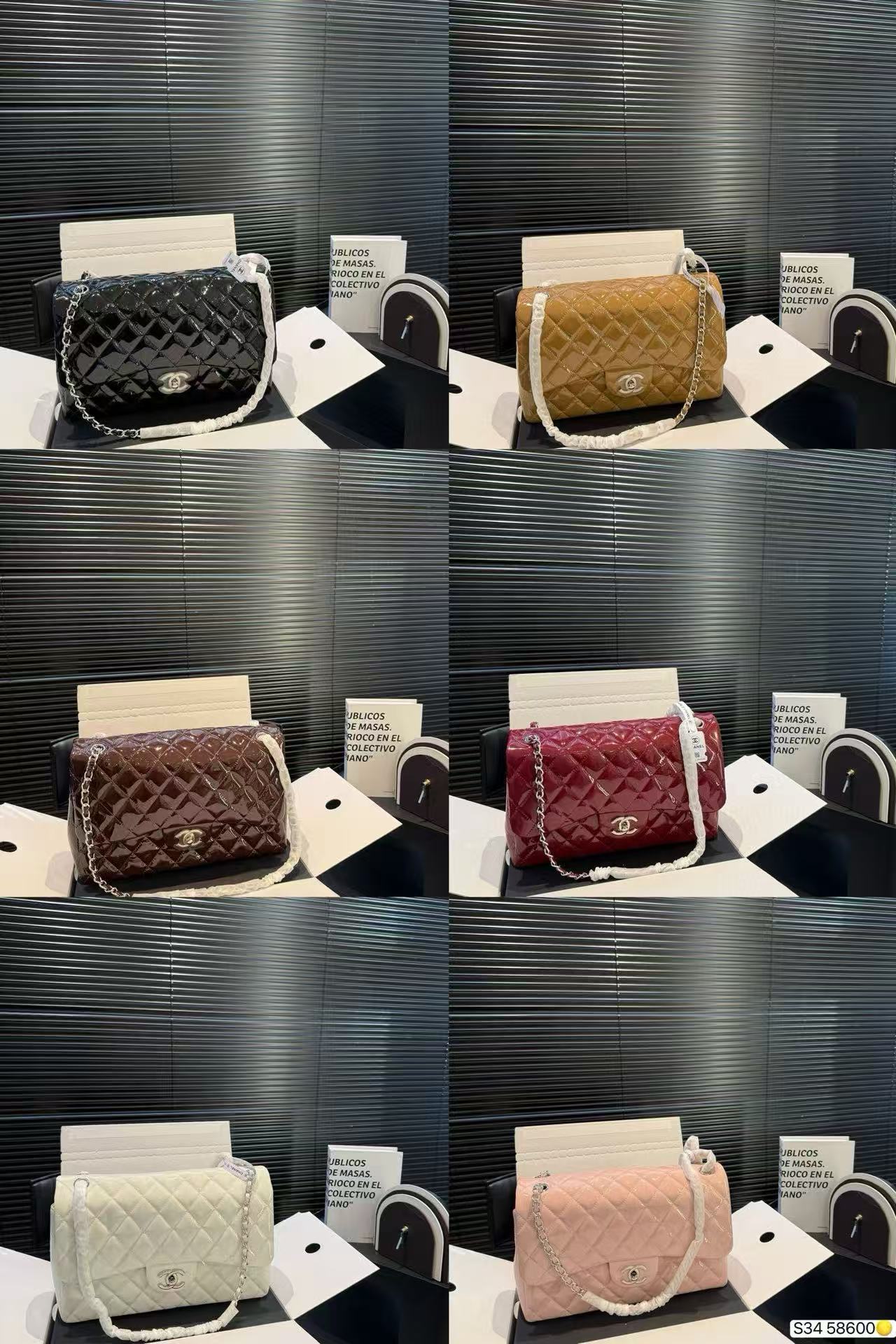 CHANE1 パテントレザーチェーンバッグ【50％割引+送料無料】