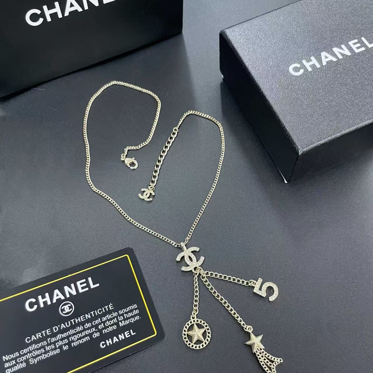 CHANE1 五芒星 ダイヤモンド ダブルC ネックレス【50％割引+送料無料】