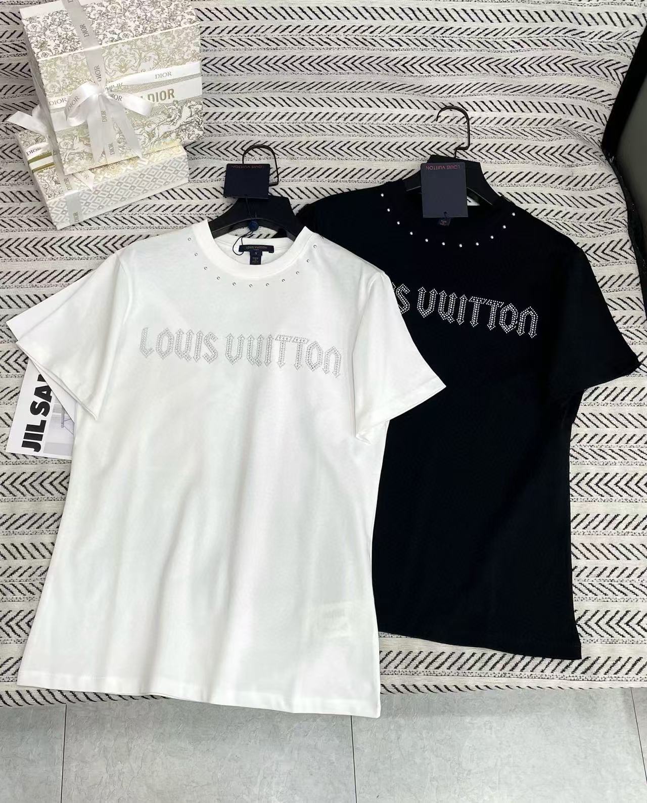 LVスタッズビーズレターTシャツ【50％割引+送料無料】