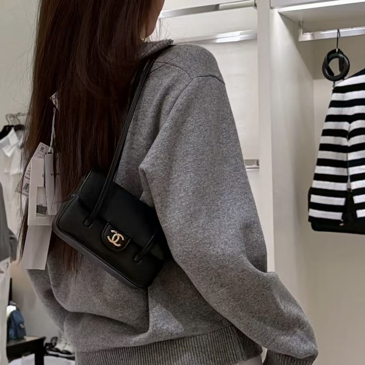 CHANE1 キャビアレザーショルダーバッグ【50％割引+送料無料】