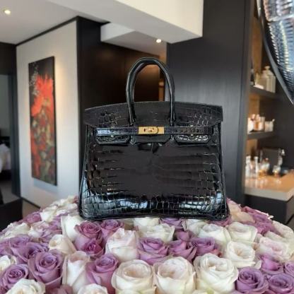 HERME5 クロコダイル型押し牛革ハンドバッグ【50％割引+送料無料】