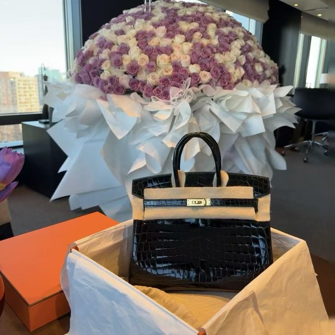 HERME5 クロコダイル型押し牛革ハンドバッグ【50％割引+送料無料】