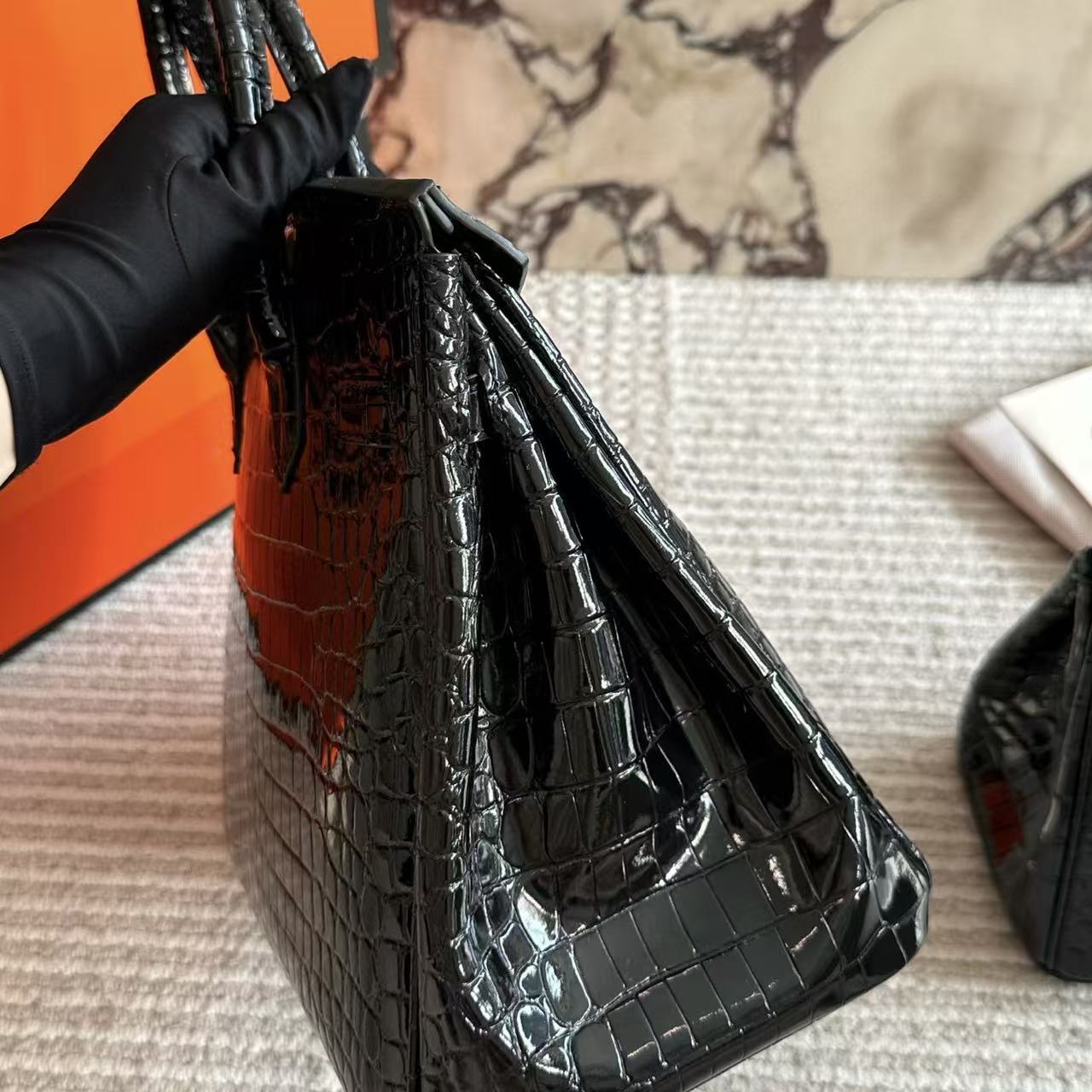 HERME5 クロコダイル型押し牛革ハンドバッグ【50％割引+送料無料】