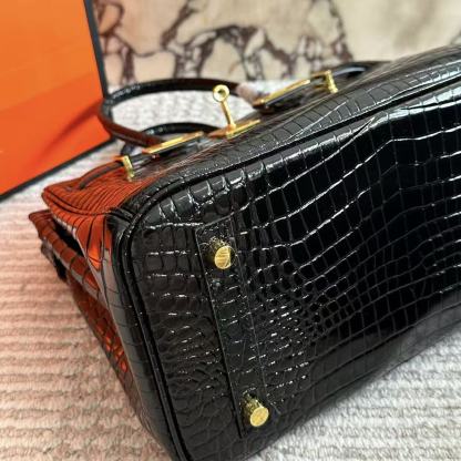 HERME5 クロコダイル型押し牛革ハンドバッグ【50％割引+送料無料】