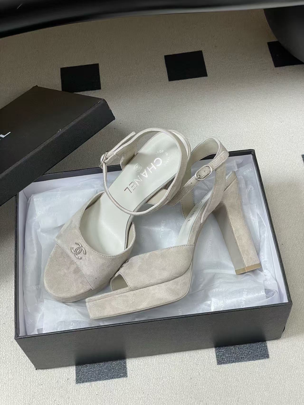 CHANE1 高品質スエード ピープトゥ ハイヒール【50％割引+送料無料】