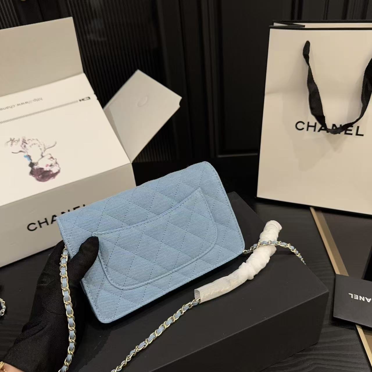 CHANE1 デニムチェーンバッグ【50％割引+送料無料】