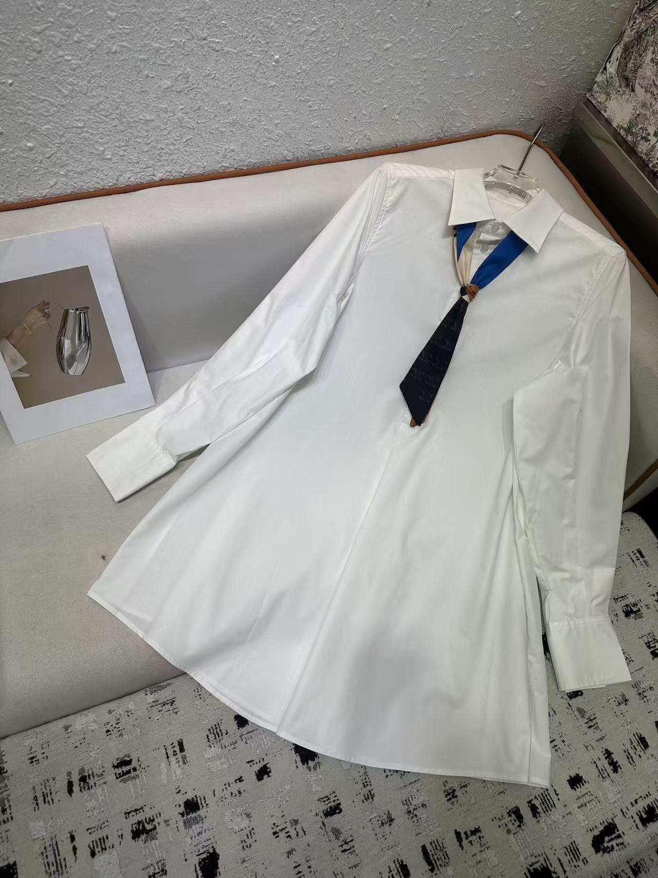 CL1NE スカーフ付き高品質ドレス【50％割引+送料無料】