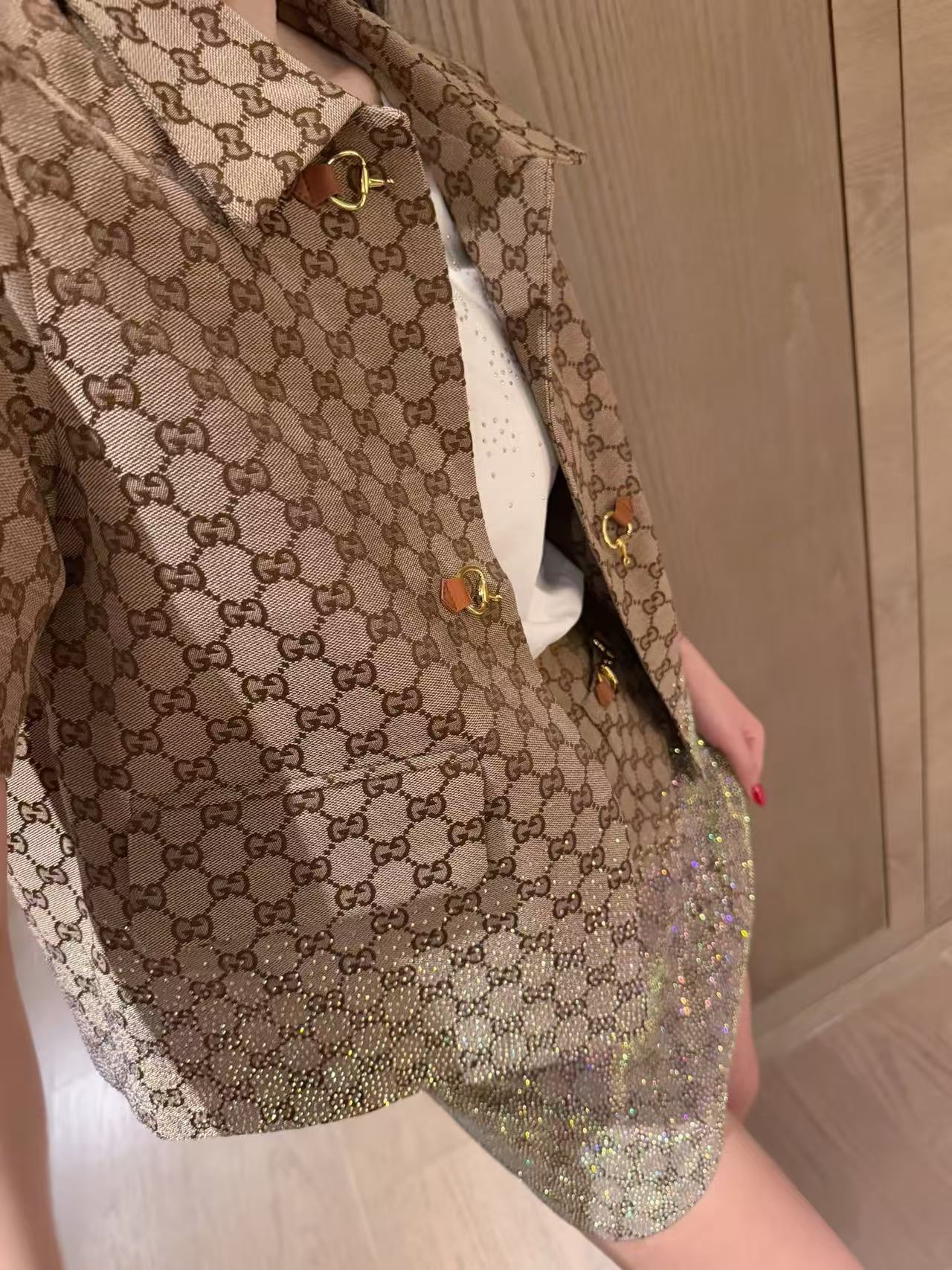 GUCC1 ジャカードショートジャケット+スカート ツーピースセット【50％割引+送料無料】