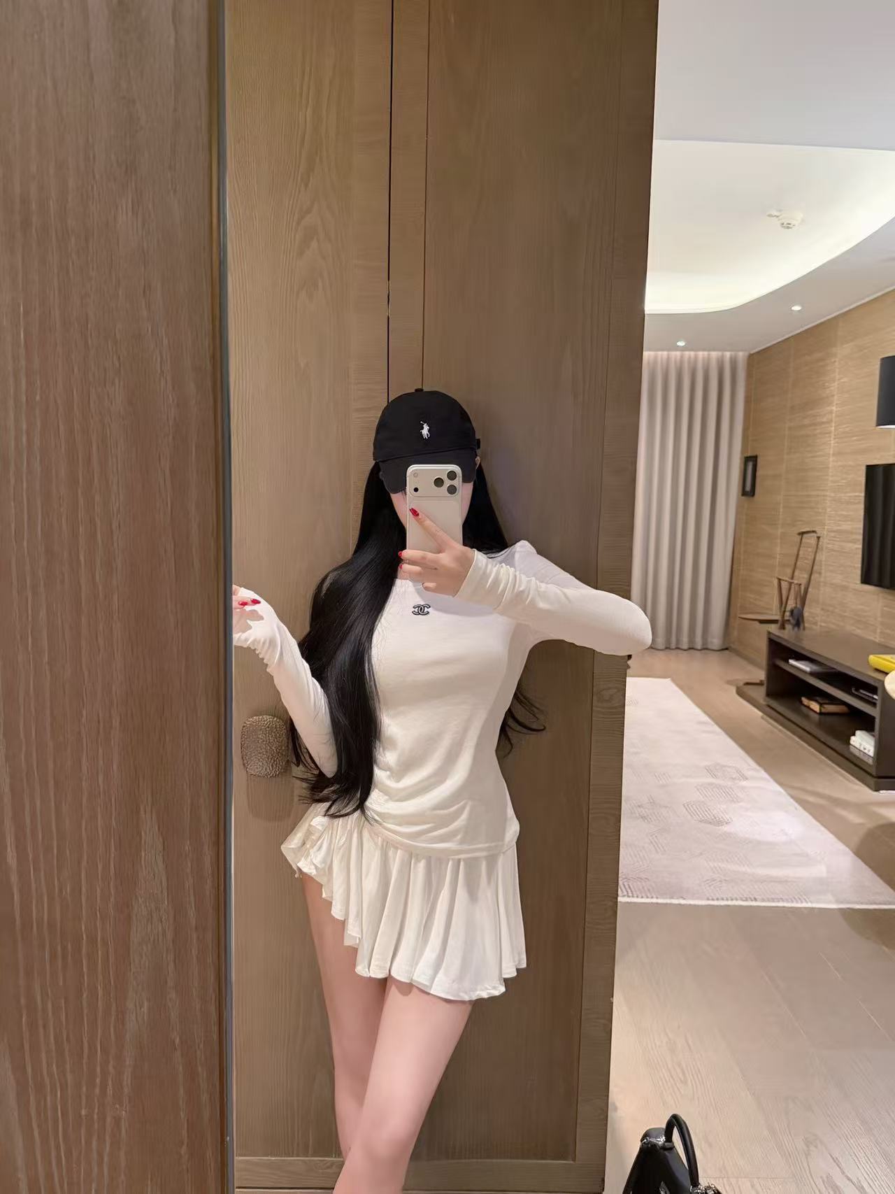 CHANE1 シンプルダブルC Tシャツ+スカート ツーピースセット【50％割引+送料無料】