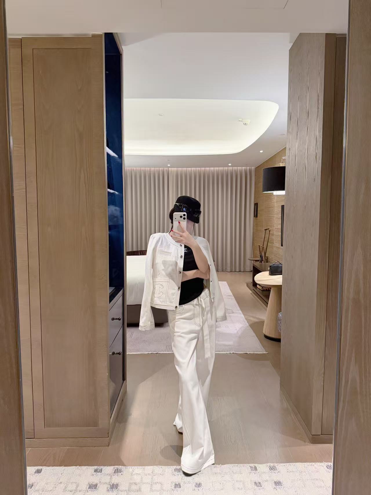 CHANE1 ダブルC ジャケット+パンツ ツーピースセット【50％割引+送料無料】