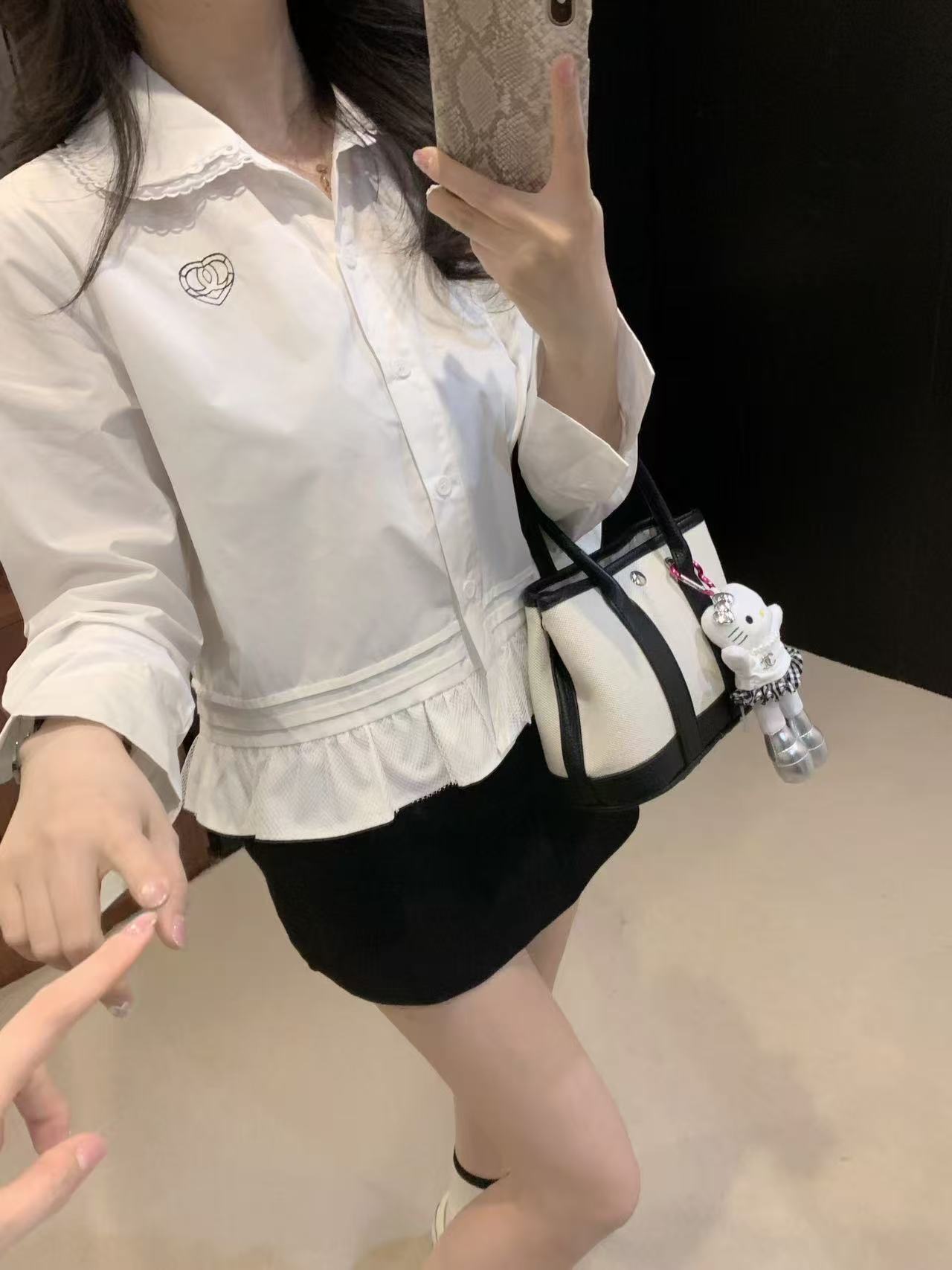 CHANE1 ダブルCハートカラーシャツ【50％割引+送料無料】