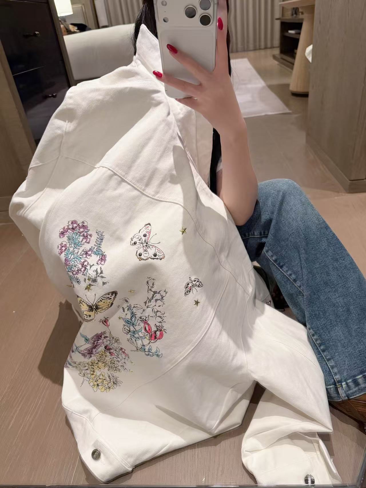 DIOR バタフライプリント デニムジャケット【50％割引+送料無料】