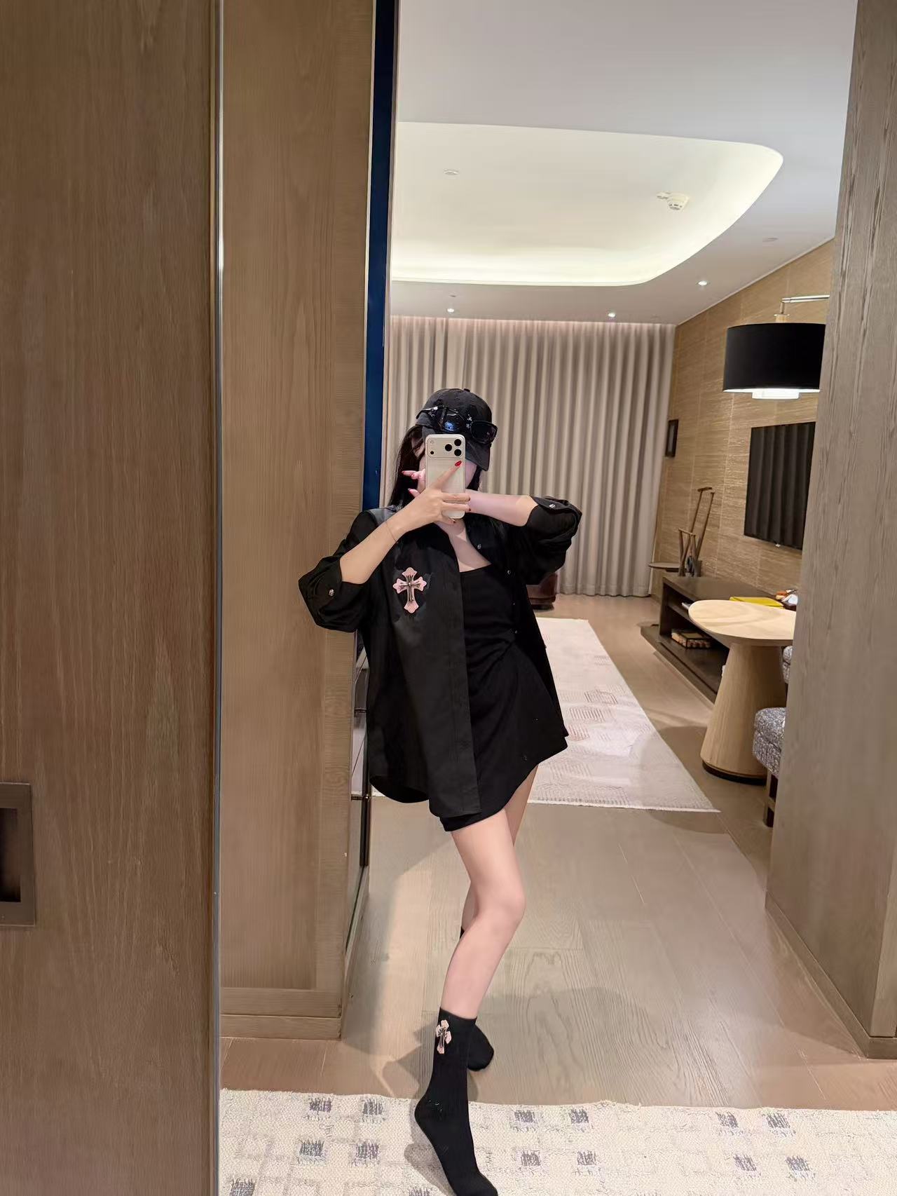 Chr0me Hearts 刺繍シャツとソックスのツーピースセット【50％割引+送料無料】