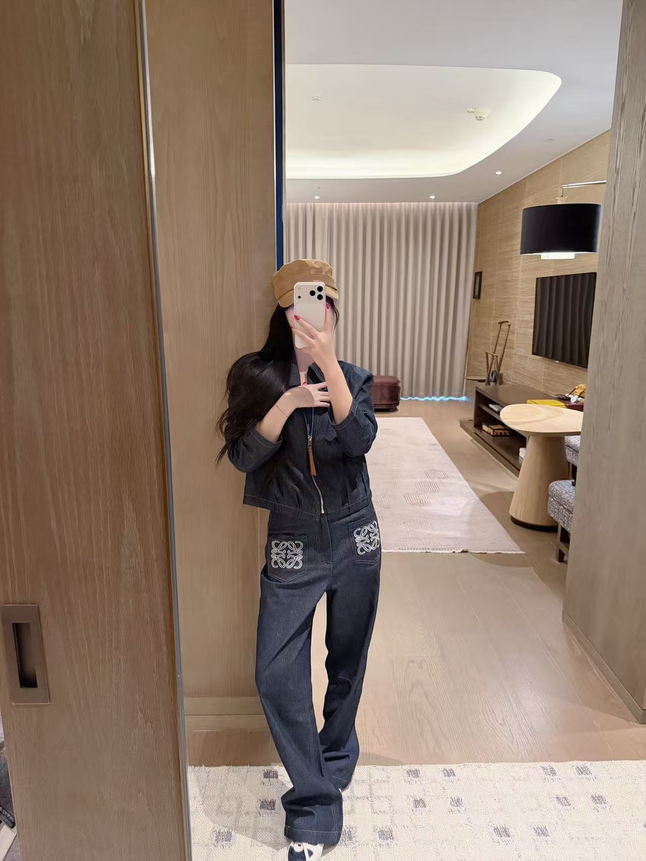 L0WEW デニムジャケットとパンツのツーピースセット【50％割引+送料無料】