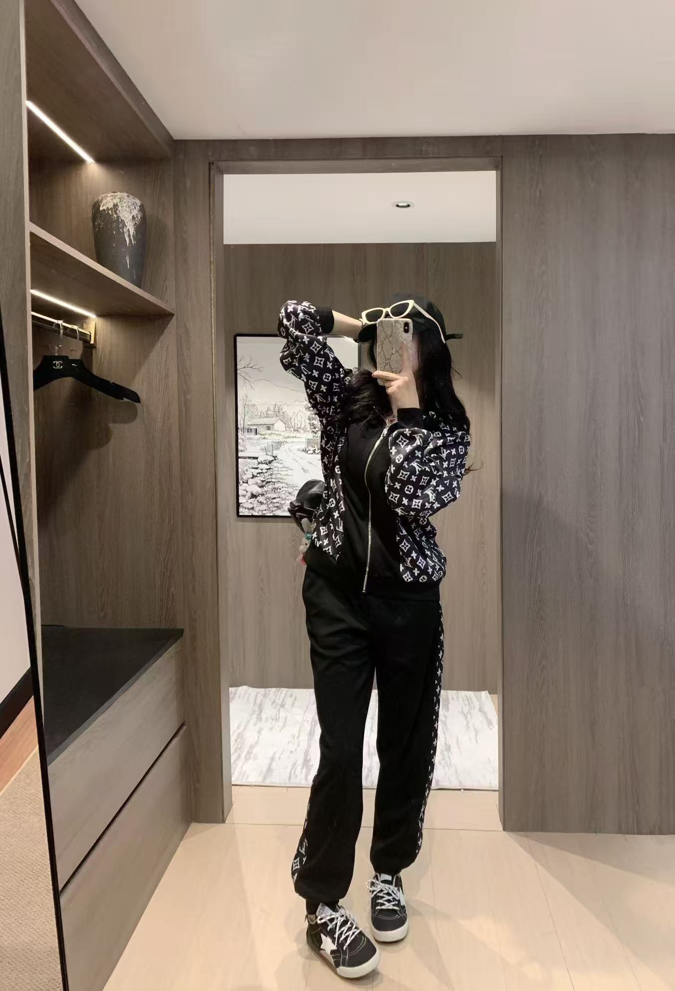 LV カラーブロック・プリント カジュアルパーカーセット【50％割引+送料無料】