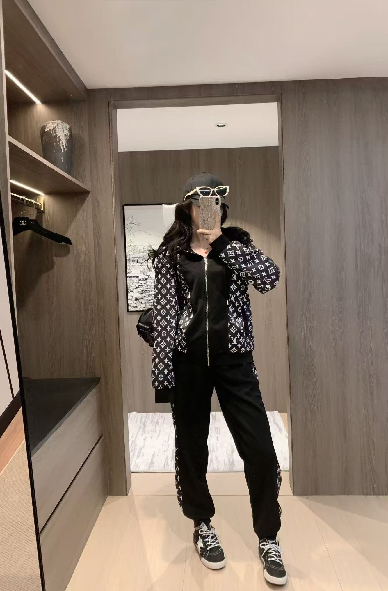 LV カラーブロック・プリント カジュアルパーカーセット【50％割引+送料無料】