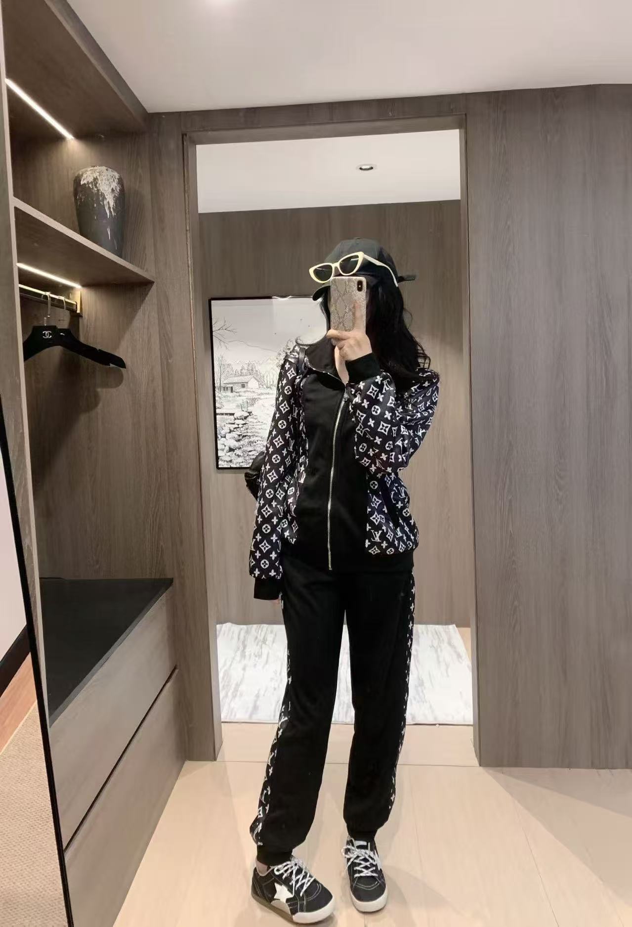 LV カラーブロック・プリント カジュアルパーカーセット【50％割引+送料無料】