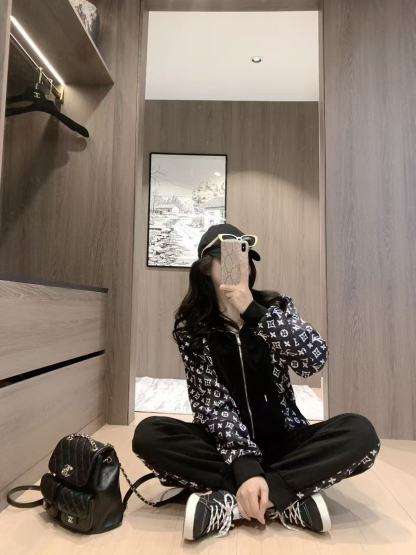 LV カラーブロック・プリント カジュアルパーカーセット【50％割引+送料無料】