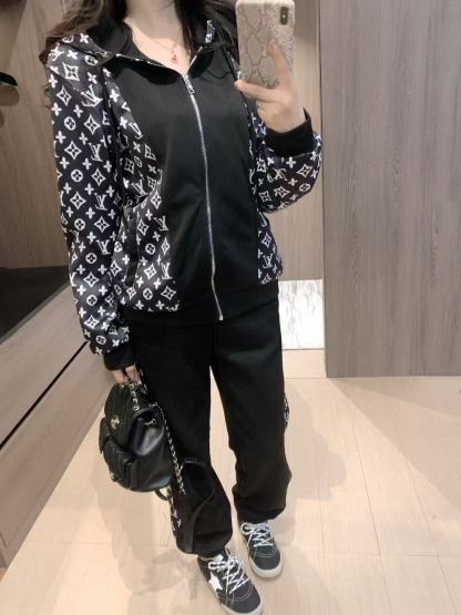 LV カラーブロック・プリント カジュアルパーカーセット【50％割引+送料無料】