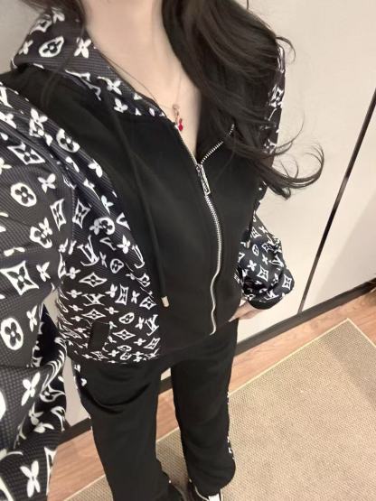 LV カラーブロック・プリント カジュアルパーカーセット【50％割引+送料無料】