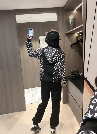 LV カラーブロック・プリント カジュアルパーカーセット【50％割引+送料無料】