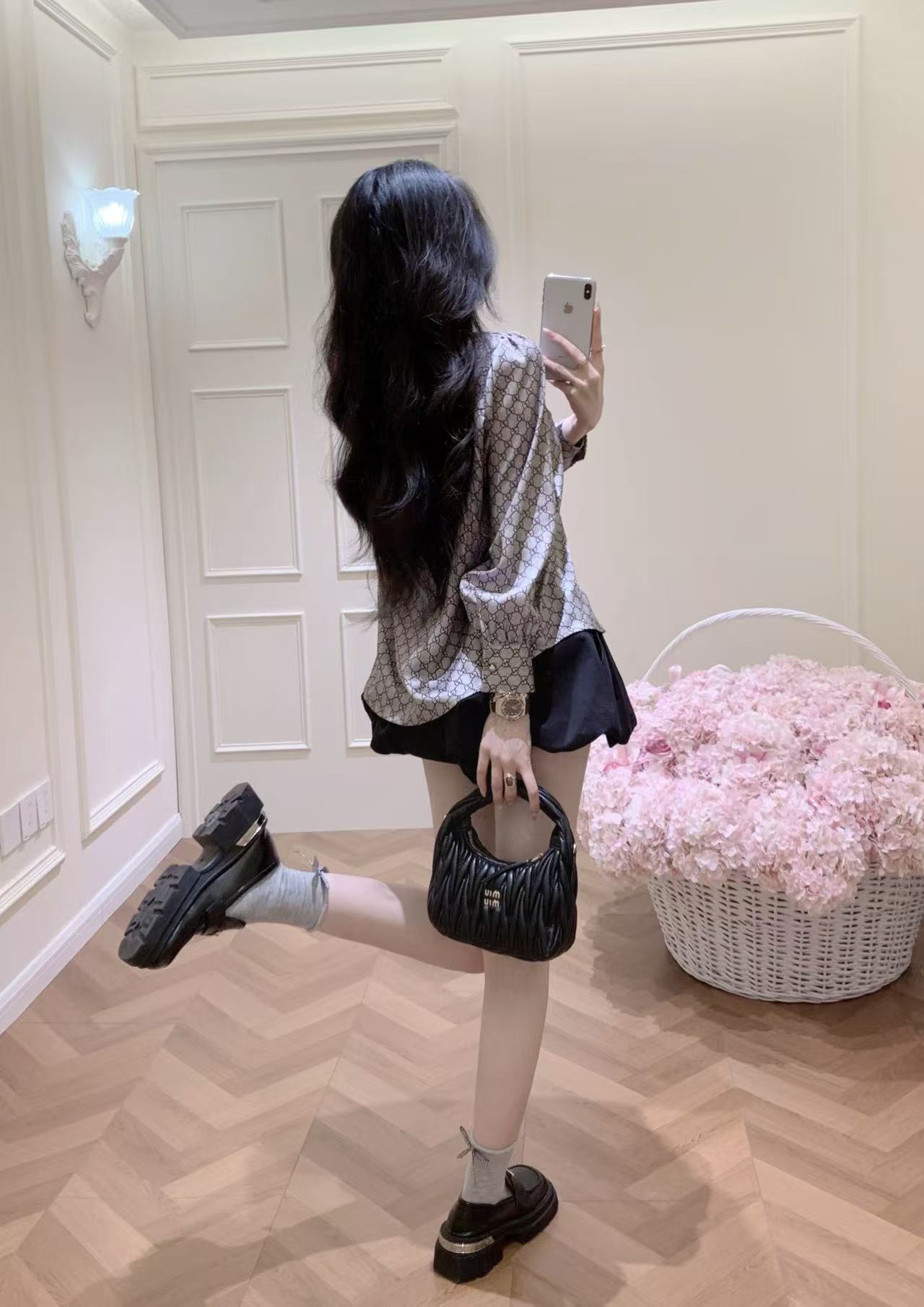 GUCC1 ジャカード ラッフル ブラウス【50％割引+送料無料】