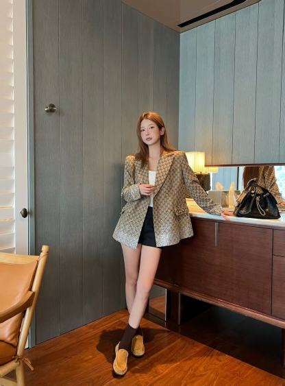 GUCC1 ジャカードラペルスーツジャケット【50％割引+送料無料】