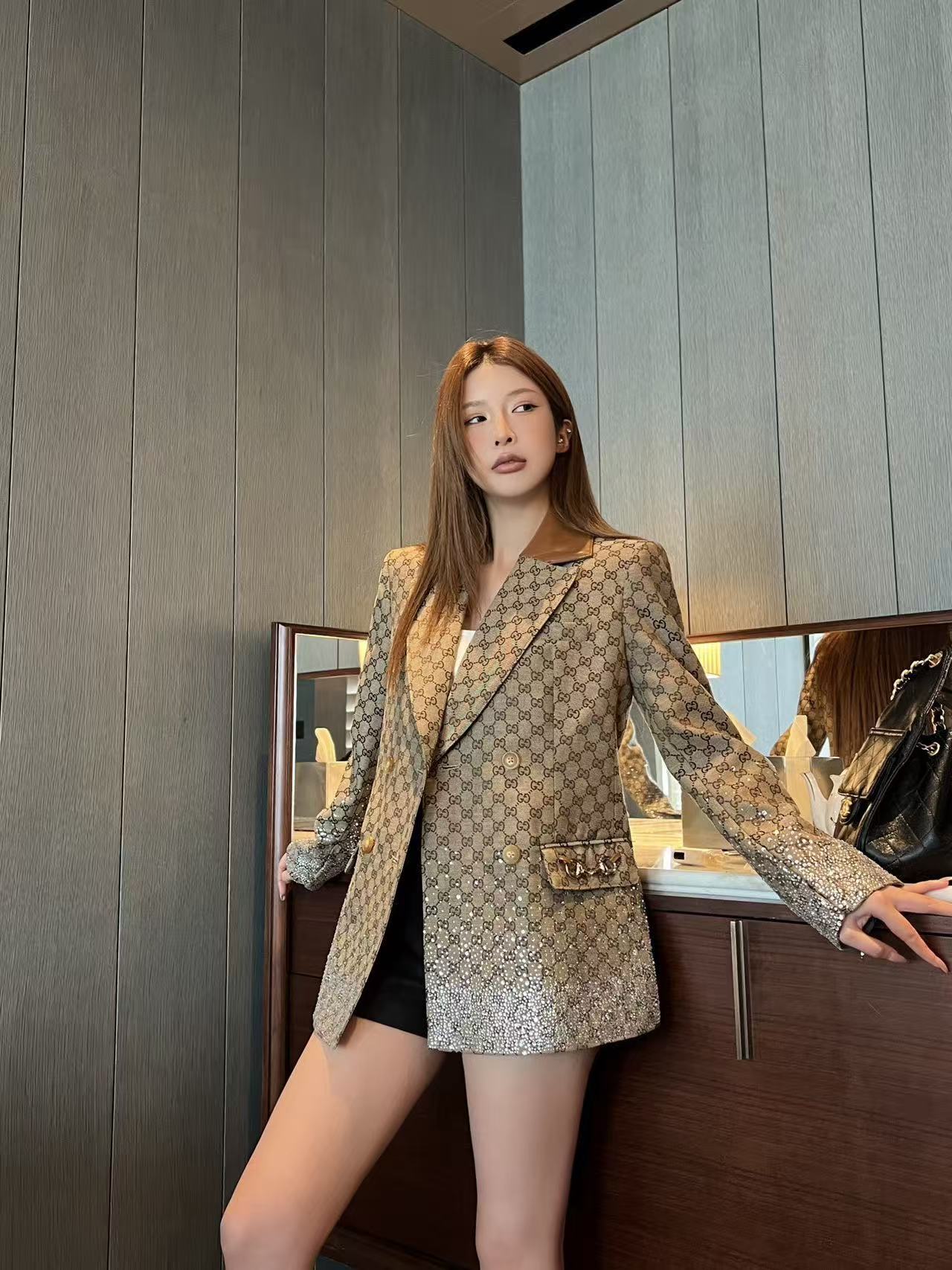 GUCC1 ジャカードラペルスーツジャケット【50％割引+送料無料】