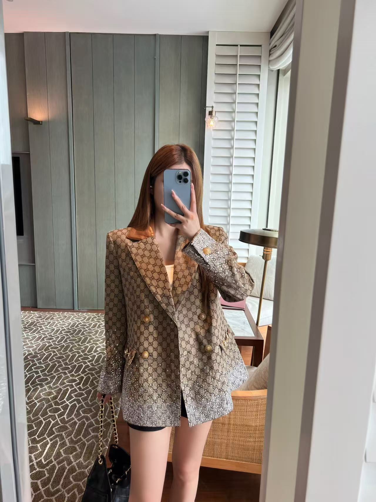 GUCC1 ジャカードラペルスーツジャケット【50％割引+送料無料】