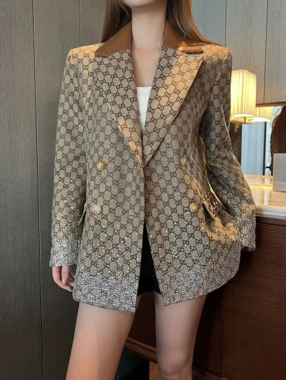 GUCC1 ジャカードラペルスーツジャケット【50％割引+送料無料】