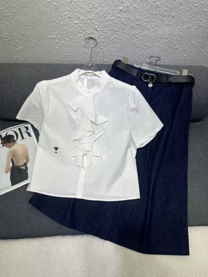 DIOR 高品質フリルブラウス+スカート ツーピースセット【50％割引+送料無料】