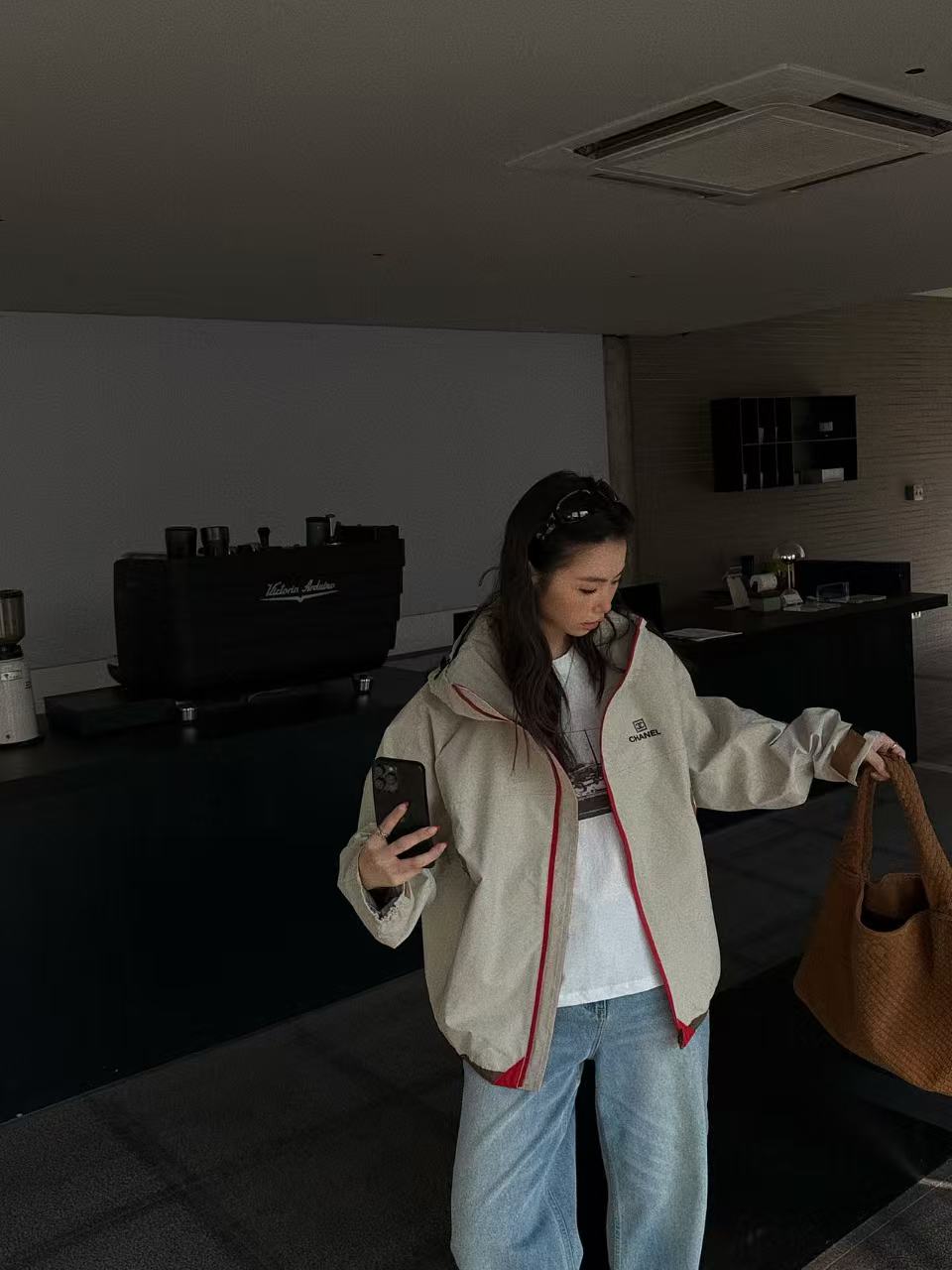 CHANE1 フード付きカラーブロックジップアップトレンチコート【50％割引+送料無料】