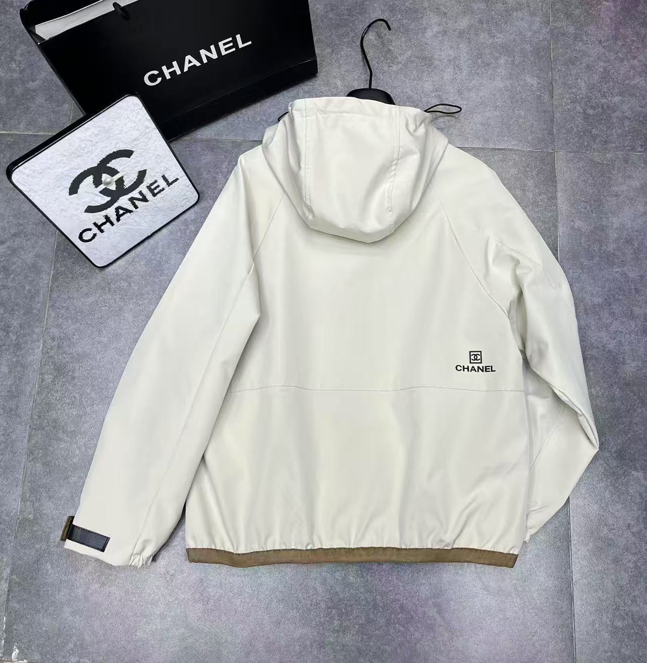 CHANE1 フード付きカラーブロックジップアップトレンチコート【50％割引+送料無料】