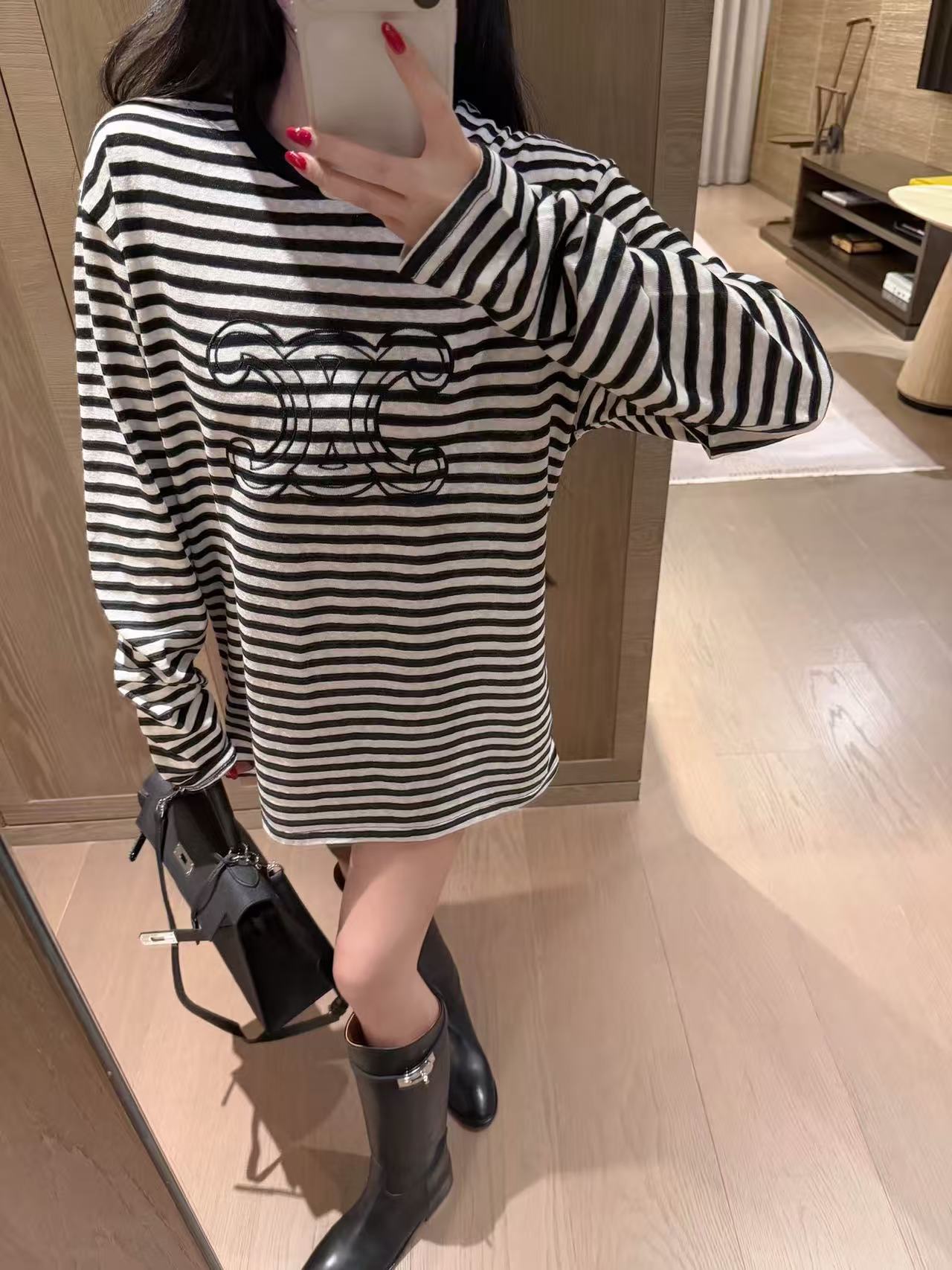 CEL1NE 凱旋門 ストライプ Tシャツ【50％割引+送料無料】