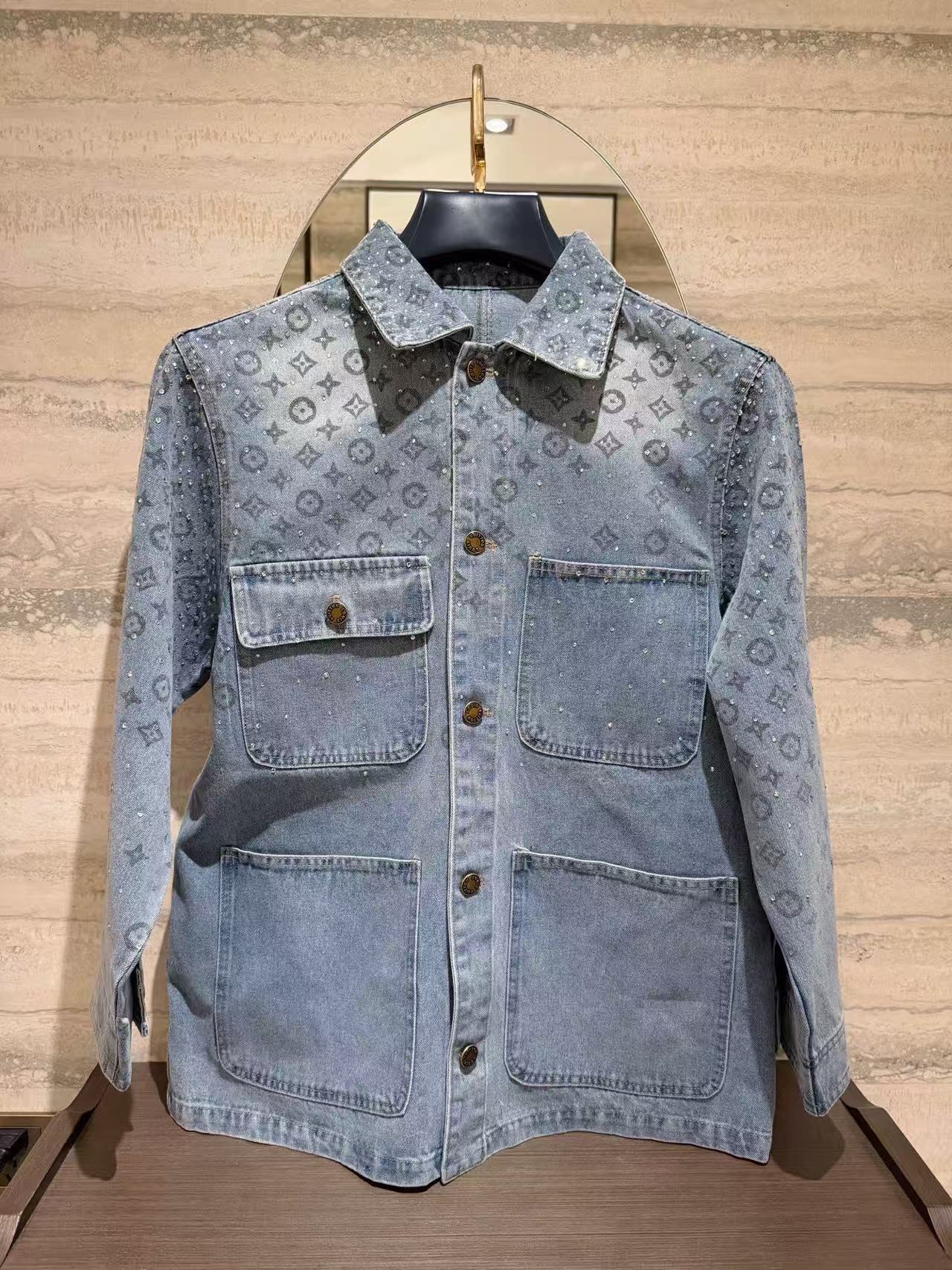 LV四つ葉のクローバーラインストーンデニムジャケット【50％割引+送料無料】