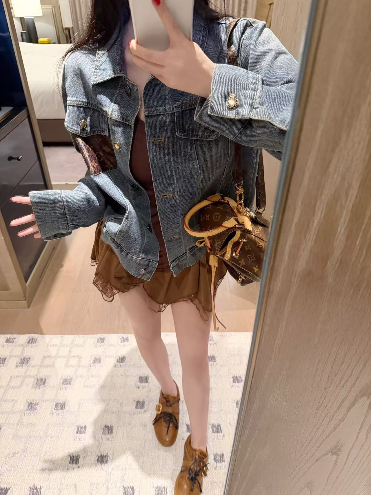 LV刺繍レターデニムジャケット【50％割引+送料無料】