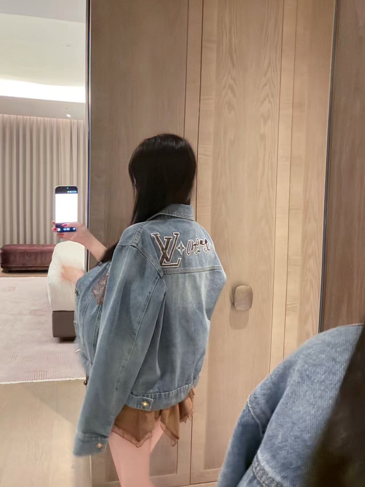 LV刺繍レターデニムジャケット【50％割引+送料無料】