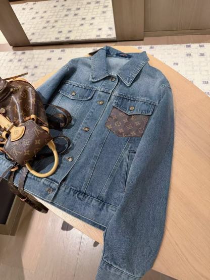 LV刺繍レターデニムジャケット【50％割引+送料無料】