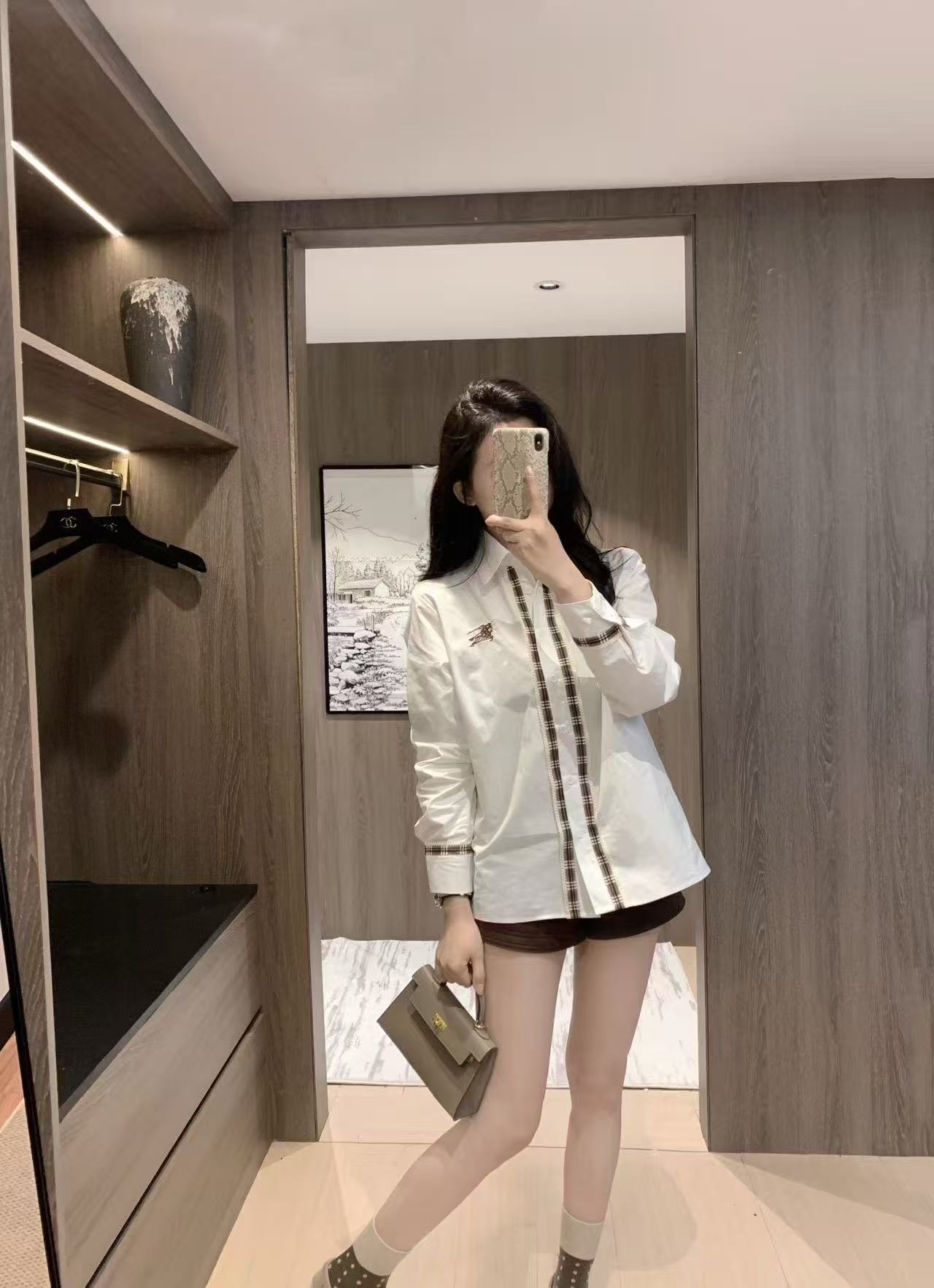 BUR8ERRY チェック柄フリルシャツ【50％割引+送料無料】